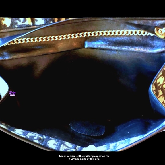 Vintage Christian Dior Blue Gold & Black 70’s Oblique Jacquard Logo Flap bag - Picture 6 of 16